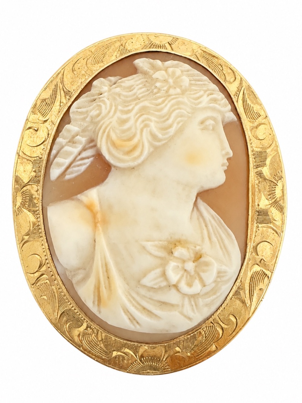 Victorian 10k Yellow Gold Carved Shell Classical Cameo Brooch 6.4 gram Antique - Picture 6 of 9